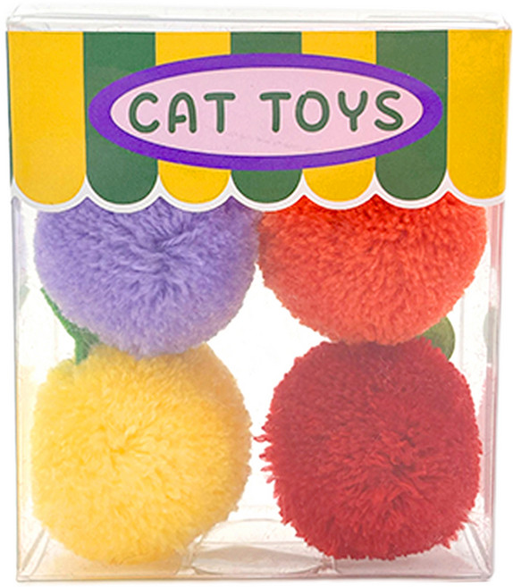둥둥펫 고양이 공놀이 털뭉치 후르츠공 4종 세트, 레드, 오렌지, 옐로우, 퍼플, 1세트