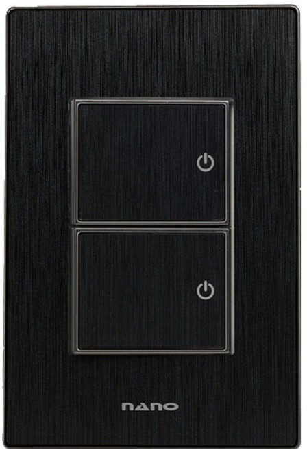 나노전기 아트2 SIMPLE 2구 스위치 인테리어 아크릴 배선기구 올블랙, 1개
