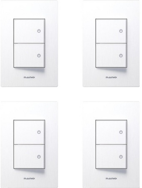 나노전기 아트2 SIMPLE 2구 스위치 인테리어 아크릴 배선기구 화이트, 4개