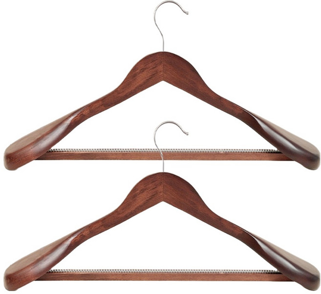 라라공방 호텔식 고급 원목 우드 미끄럼방지 정장 옷걸이, 월넛우드, 2개