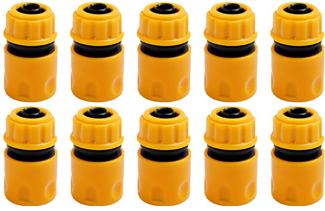 길그리 물호스 연결 원터치 어댑터 노랑색, 10개