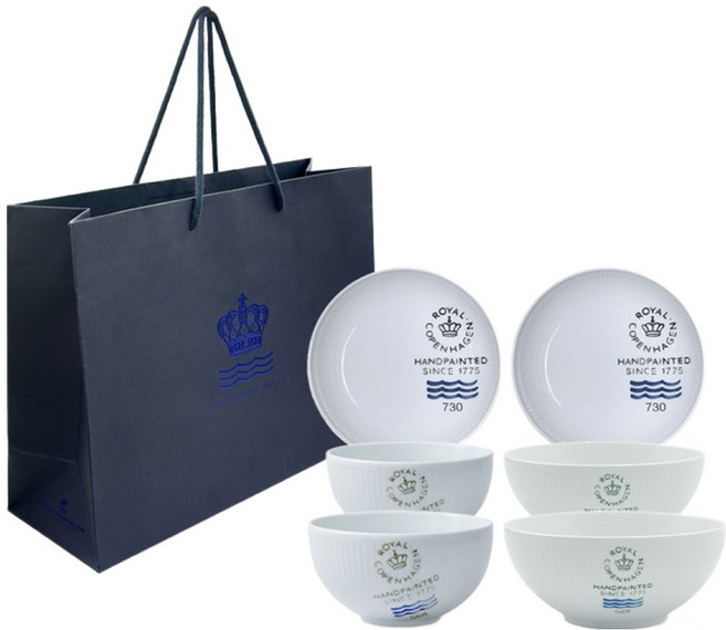 로얄코펜하겐 플루티드 시그니처 한식기 세트 7p, 화이트, 밥그릇 2p + 국그릇 2p + 찬그릇 2p + 쇼핑백, 1세트