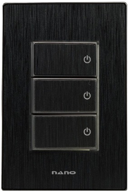 나노전기 아트2 SIMPLE 3구 스위치 인테리어 아크릴 배선기구 올블랙, 1개