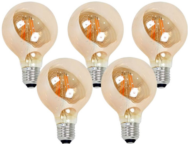KimS LED Ledison LED 愛迪生燈泡 G80 4W, 2200k 燈泡色 / 橘黃光, 5個
