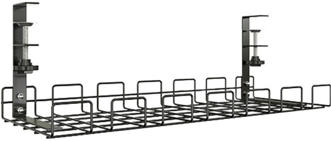 라라공방 무타공 책상 멀티탭 콘센트 거치대 정리 선반, 1개, 블랙