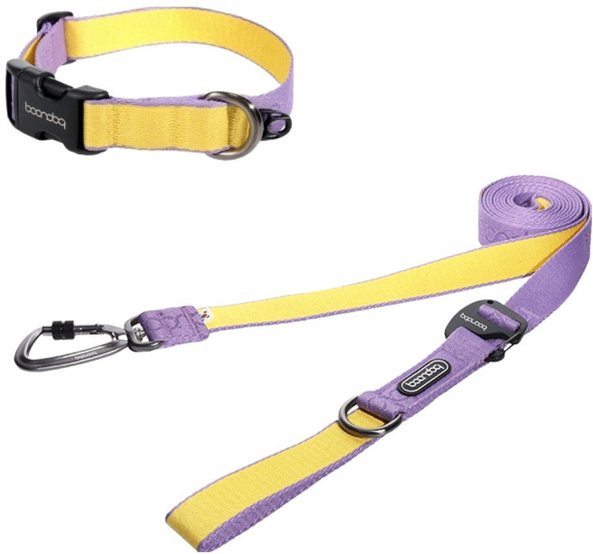 분독 강아지 플레이리쉬 롱리드줄 카라비너 목줄 세트, 퍼플레몬, 1세트