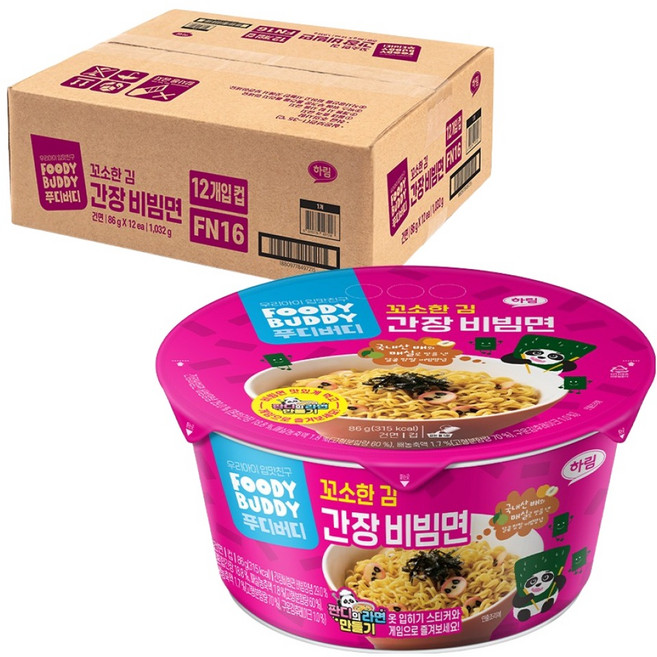 푸디버디 간장비빔면 컵 86g, 12개