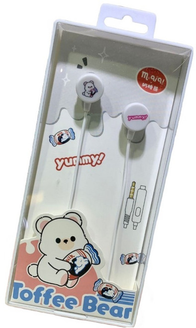 엠치치 파이니스트랩 파스텔 무드 감성 베어 줄 이어폰 3.5mm 그레이