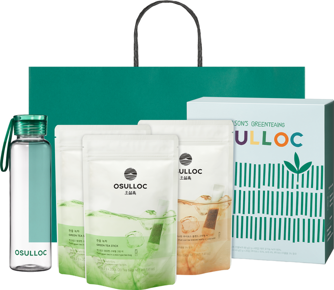 오설록 찬물 스틱 티백 세트, 녹차 20p x 2p + 루이보스 20p + 스트랩보틀 500ml, 1세트