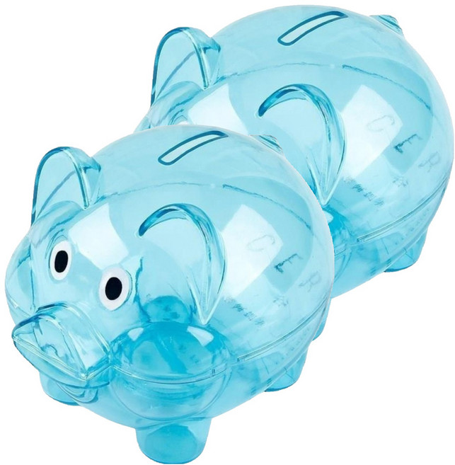 베네블 투명 돼지 동전 저금통, 스몰블루, 2개