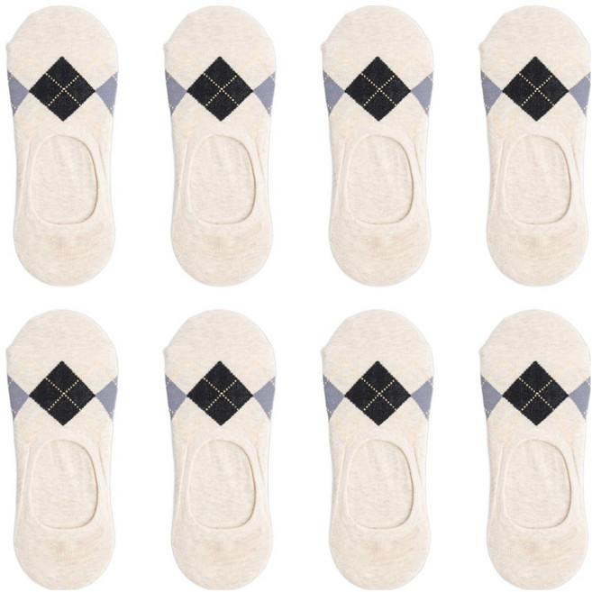 삭스팩토리 남성용 아가일 기본밴드 페이크삭스 8켤레