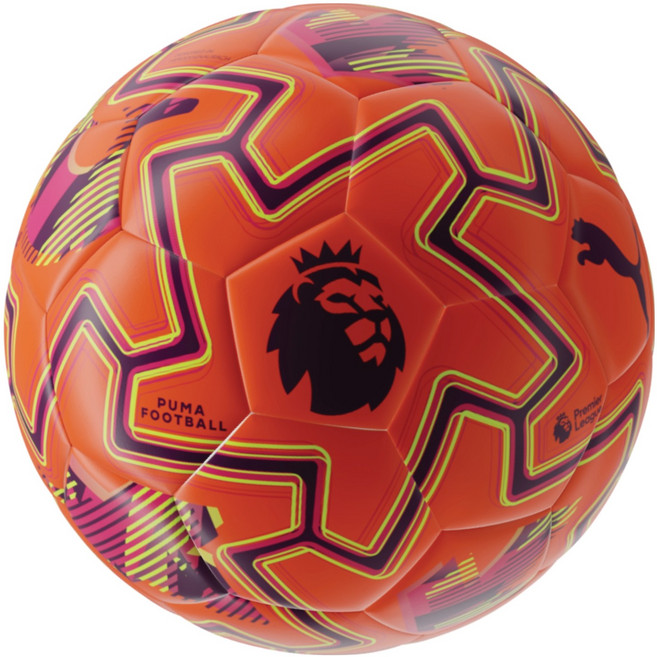 푸마 오르비타 컵 PL 브릴리언스 축구공 형광 오렌지 + 다크 퍼플 + 피지 애플, 1개, 08471404