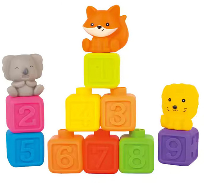 PLAYFUL TOYS 頑玩具 軟膠數字積木, 多色, 1盒