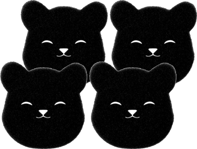 洗衣機小熊魔力黏毛海綿4件組, 1組, 黑色