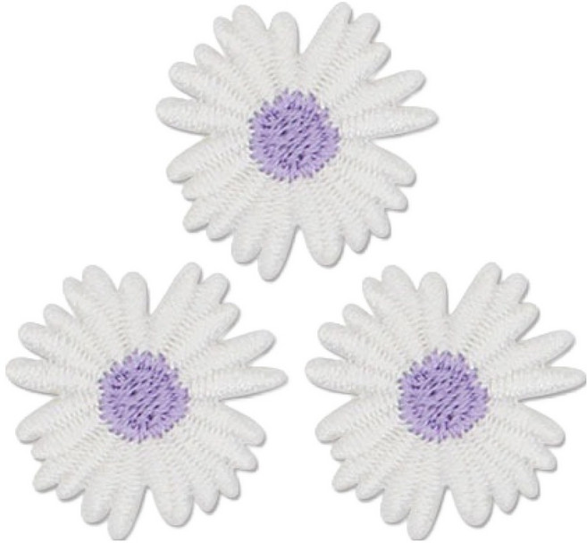 동대문단추왕 열접착식 자수 와펜 데이지퍼플, 혼합색상, 3개