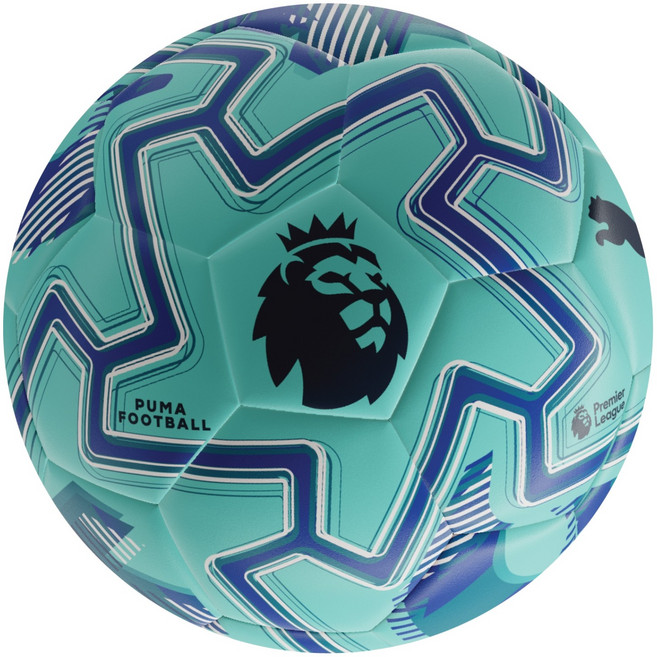 푸마 오르비타 플레이 PL 브릴리언스 축구공 일렉트릭 페퍼민트 + 마운틴 블루 + 푸마 블랙, 08471702, 1개