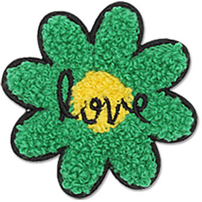 동대문단추왕 열접착식 자수 와펜 보슬이러브꽃, 그린, 1개