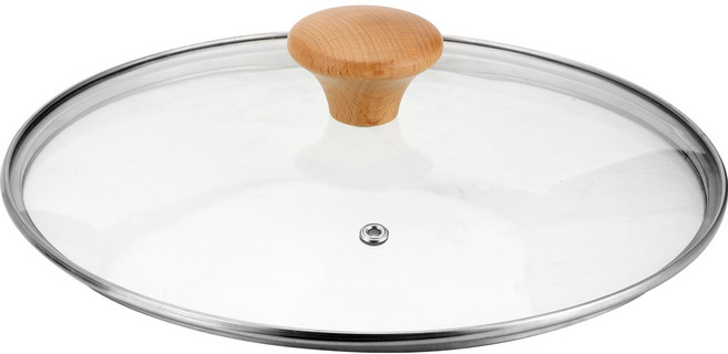 발룬피니 넘침방지 강화유리 뚜껑 우드, 1개, 20cm