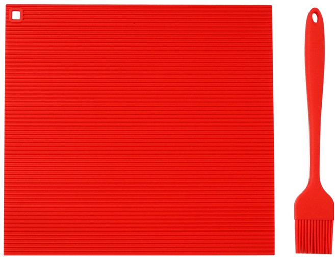 실리가든 국산 실리콘 김발 김밥말이+오일브러쉬 세트, 레드, 1개