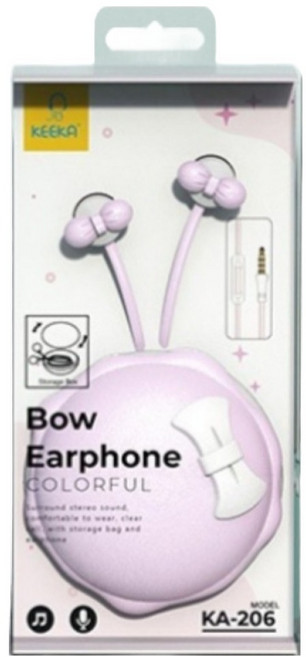 KEEKA 파이니스트랩 리본 마카롱 케이스 이어폰 3.5mm, 퍼플