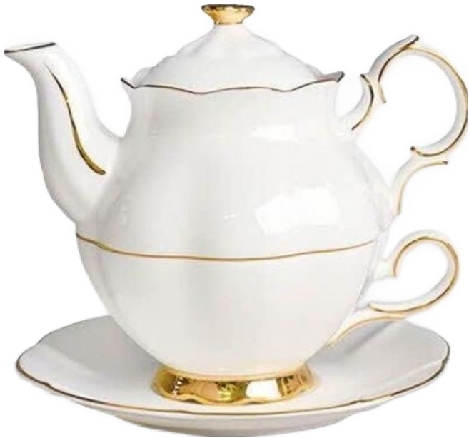 Tealogic Diana 陶瓷一人茶具組 小, 白色, 1套