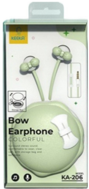 KEEKA 파이니스트랩 리본 마카롱 케이스 이어폰 3.5mm, 그린