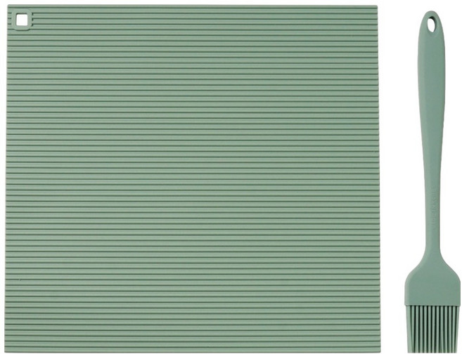 실리가든 국산 실리콘 김발 김밥말이+오일브러쉬 세트, 다크그린, 1개