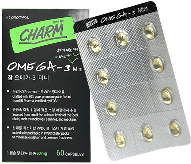 페피테일 반려동물 참 오메가-3 미니 영양제, 1개, 오메가3, 60정