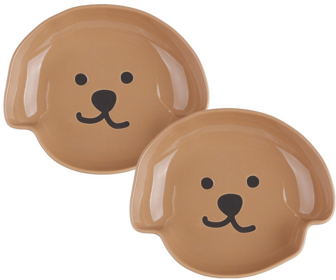 플라라 멍뭉이 접시, 2개, 브라운