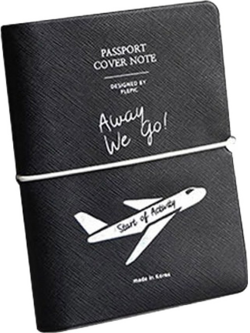 플레픽 패스포트 커버 트래블 노트, 블랙, 1개
