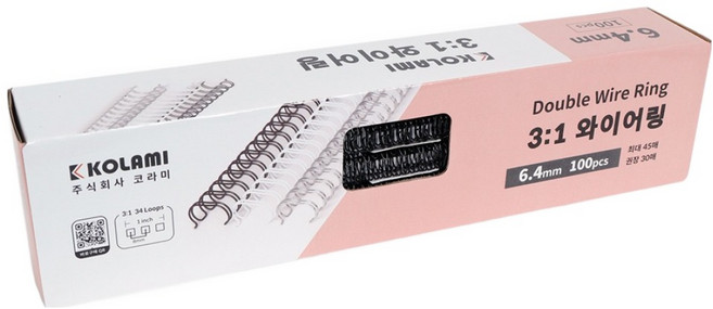 코라미 3:1 와이어링 100개입, 흑색, 1개, 6.4mm