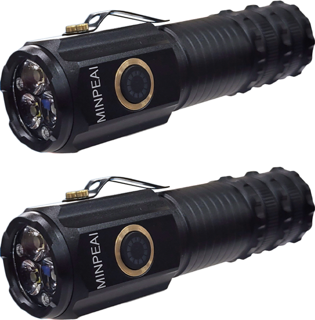 明沛 P40 LED 職人 35W 大功率手電筒 MP3209 黑色 USB充電 五種亮度選擇 磁吸尾部, 2個