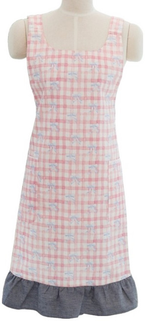 까사엘 리본 방수 앞치마, 핑크, 1개