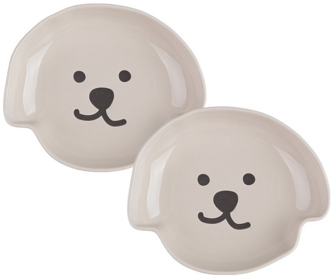 플라라 멍뭉이 접시, 2개, 아이보리