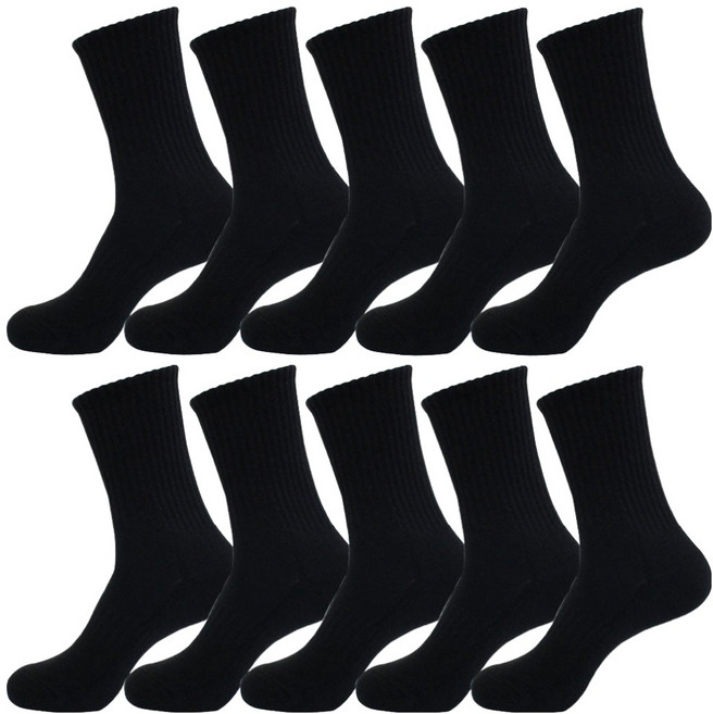 서울양말 남성용 장목 이중바닥 쿠션 스포츠 양말 10켤레, 무지블랙, 10개