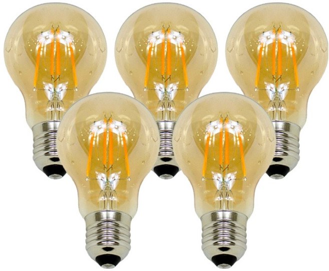 Ledison LED 2200K 에디슨 전구 4W A60, 전구색, 5개