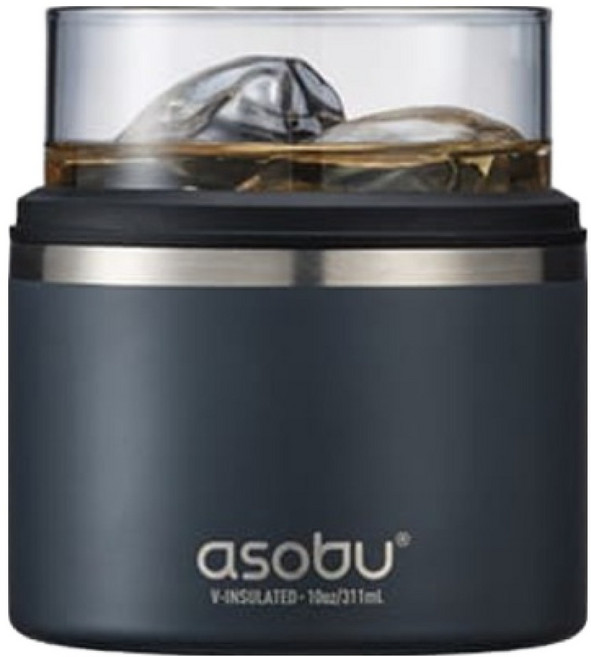 아소부 스테인레스 홀더 온더락 쿨러 위스키잔 스모크 311ml, 1개