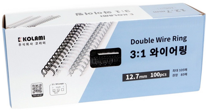 코라미 3:1 와이어링 100개입, 흑색, 1개, 12.7mm