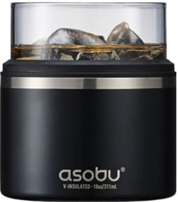 아소부 스테인레스 홀더 온더락 쿨러 위스키잔 블랙 311ml, 1개