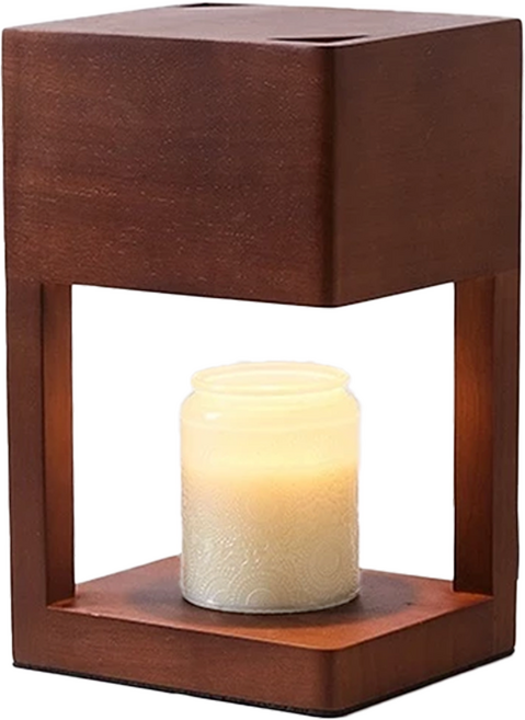 方塊實木融蠟燈 定時 + 調光, 胡桃木