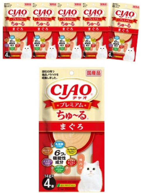 챠오츄르 고양이 프리미엄 짜먹는 간식 4p, 참치, 56g, 6개