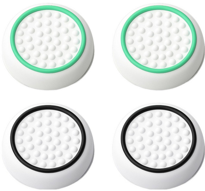 스페이스쉴드 닌텐도 스위치 2 조이콘 호환 화이트 라인 엠보 실리콘 스틱 캡 2종 x 2p 세트, 화이트민트, 화이트블랙, 1세트