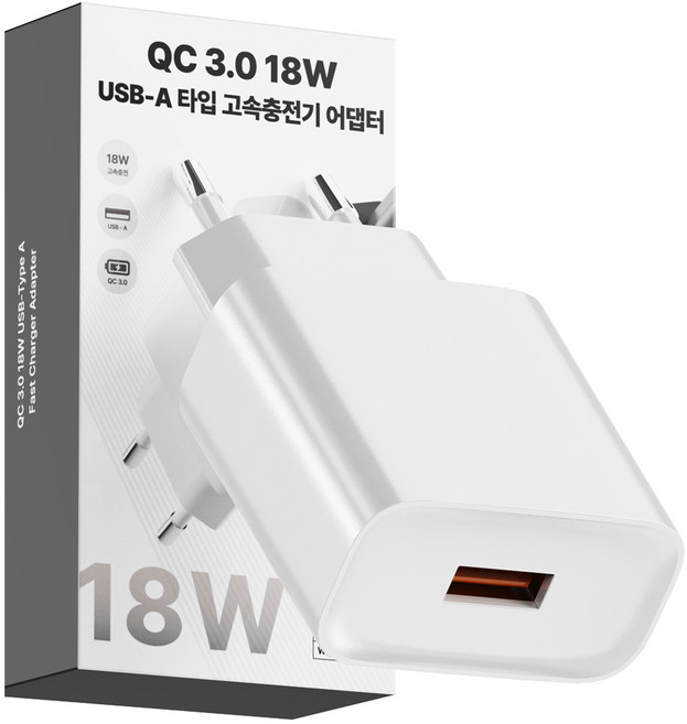 누아트 QC 3.0 18W USB A타입 고속충전기 어댑터, 화이트, 1개