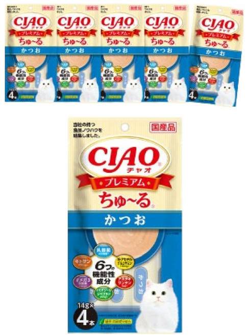 챠오츄르 고양이 프리미엄 짜먹는 간식 4p, 가다랑어, 56g, 6개