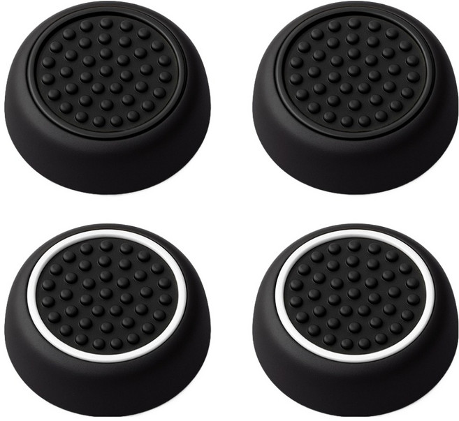 스페이스쉴드 닌텐도 스위치 2 조이콘 호환 블랙 라인 엠보 실리콘 스틱 캡 2종 x 2p 세트, 블랙블랙, 블랙화이트, 1세트