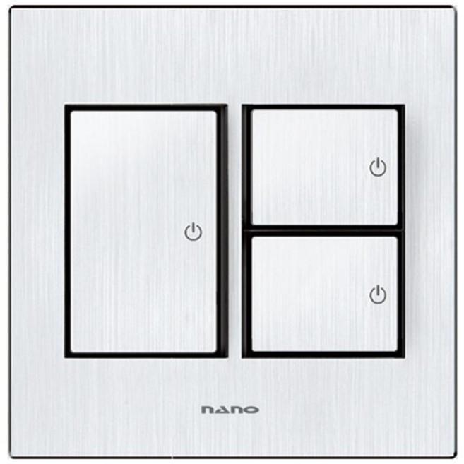 나노전기 아트2 인테리어 아크릴 배선기구 SIMPLE 2개용 3구 스위치 블랙, 1개