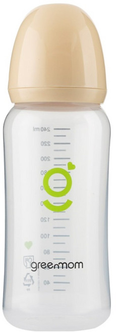 그린맘 PP 슬림형 노꼭지 젖병, 릴리 베이지 240, 240ml, 1개