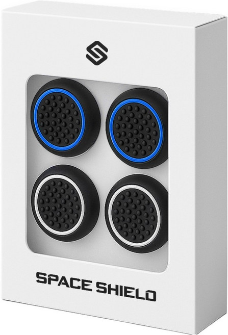 스페이스쉴드 닌텐도 스위치 2 조이콘 호환 블랙 라인 엠보 실리콘 스틱 캡 2종 x 2p 세트, 블랙블루, 블랙화이트, 1세트