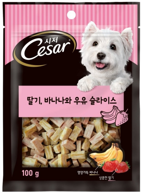 시저 강아지 간식, 혼합맛(딸기/바나나/우유), 100g, 1개