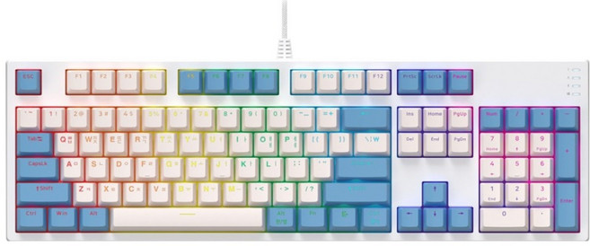 COX 可換軸 Kailh 光軸 V2 電競有線鍵盤, 茶軸, White + Blue, CY104K